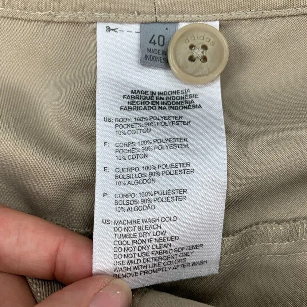 Adidas Golf Shorts Mens 40 Stone Beige Flat Front Active Performance Chino